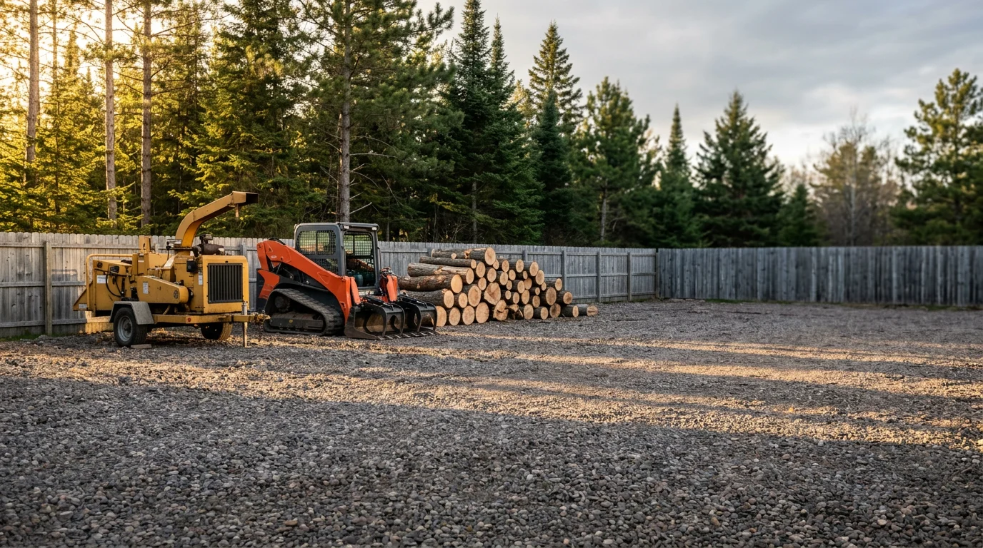 Tree removal crew working on property clearing in northern Michigan